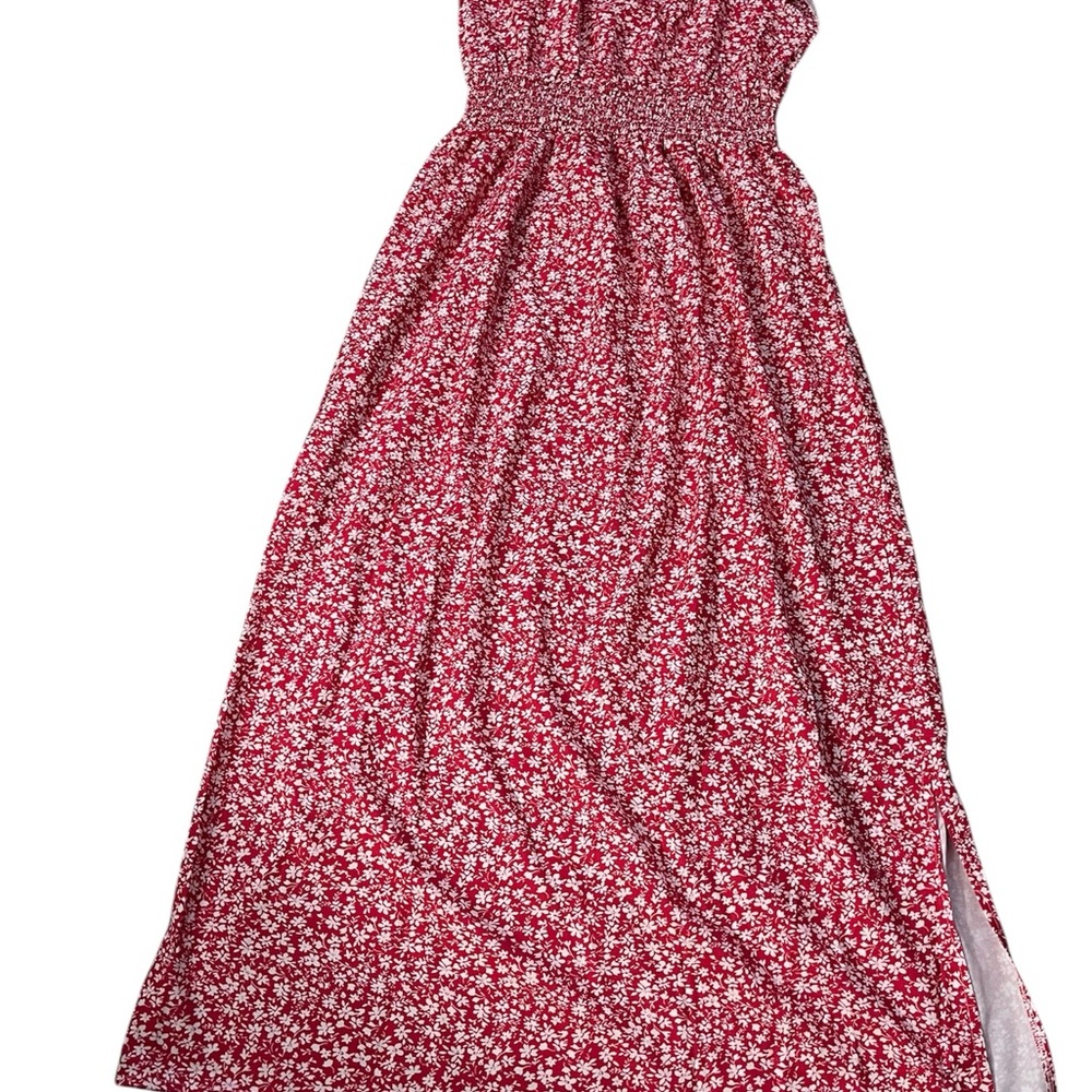 Red & White  Ditsy Floral Maxi Dress Size Large